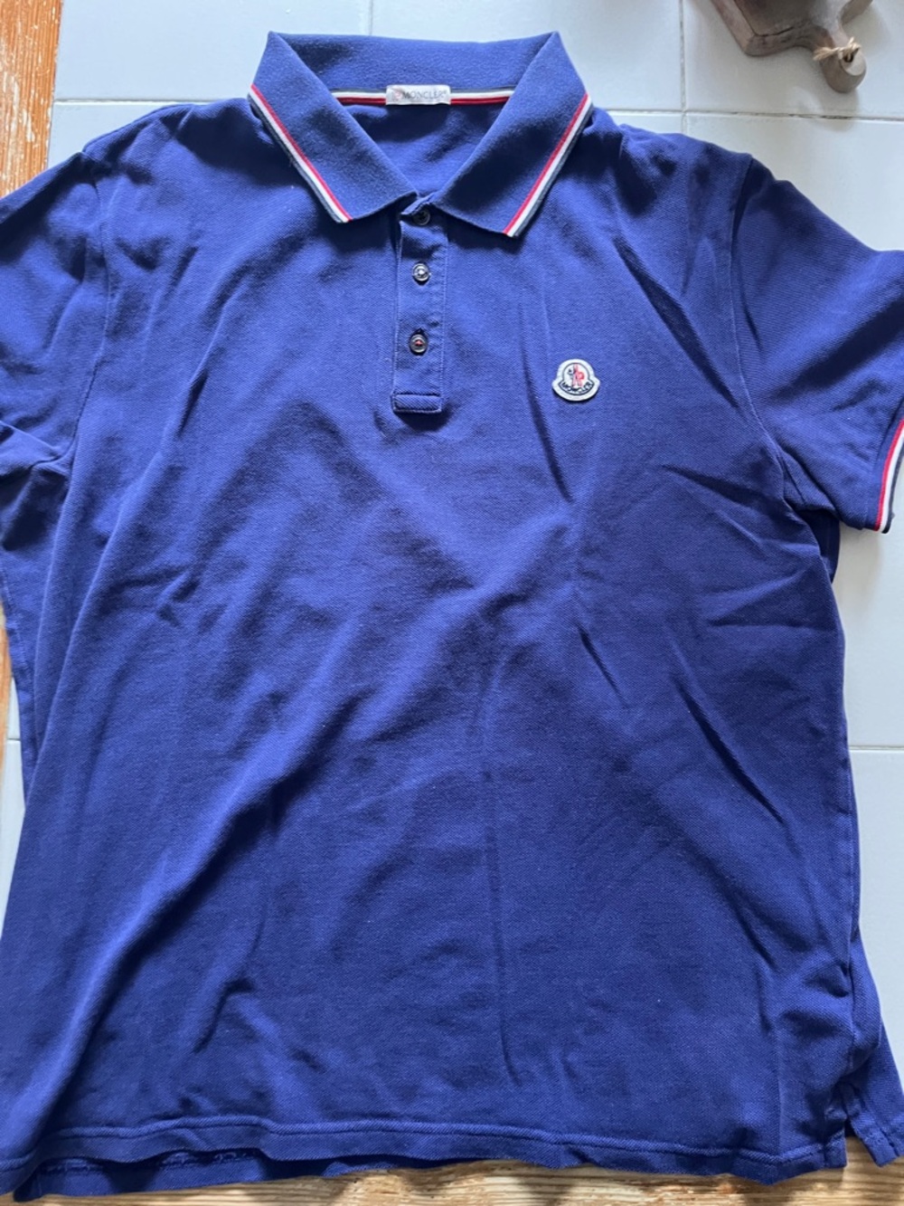 Moncler Men's Navy Blue Short-Sleeve Polo Shirt